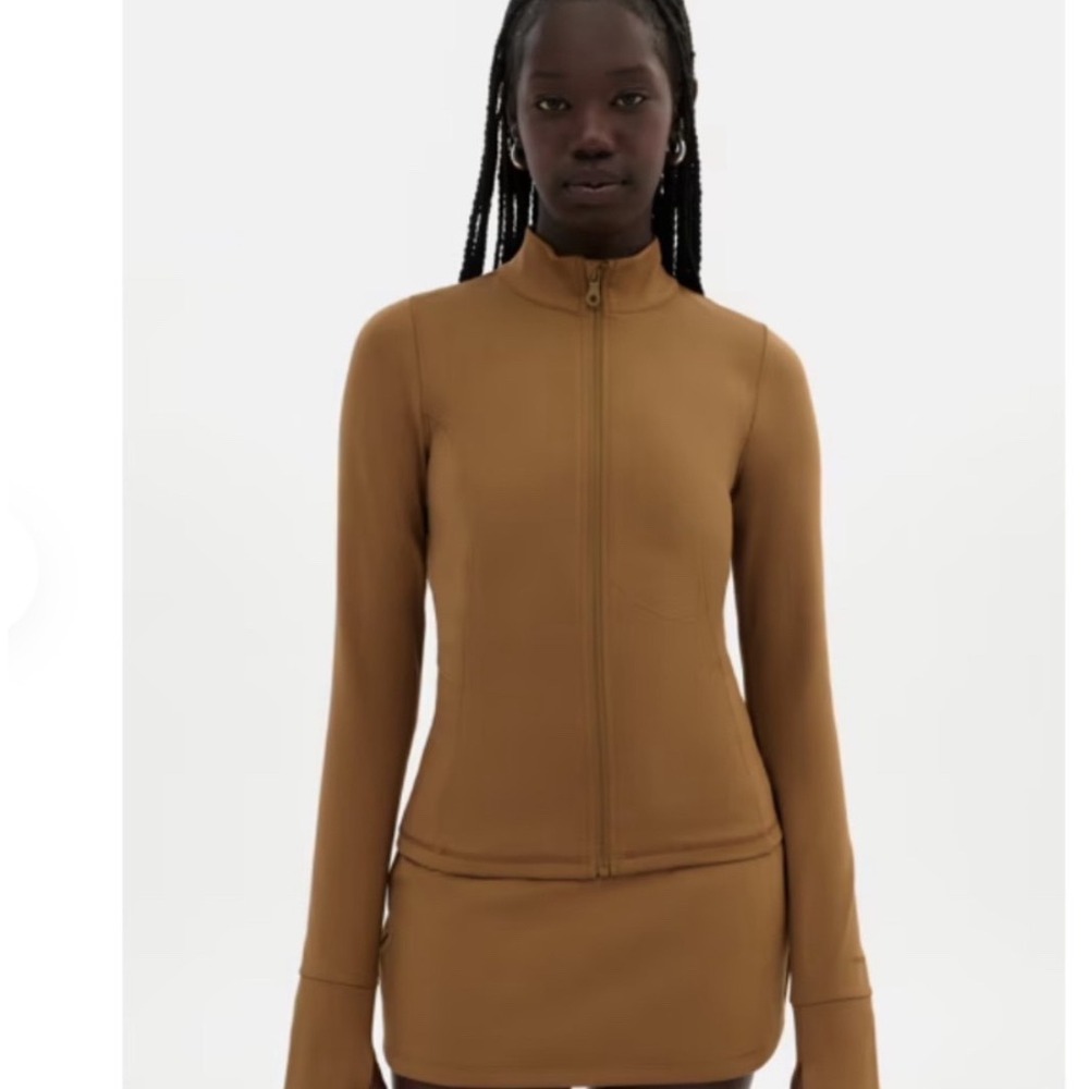 Girlfriend Collective Parker Seamed Full
zip Activewear Jacket Brown small NWT